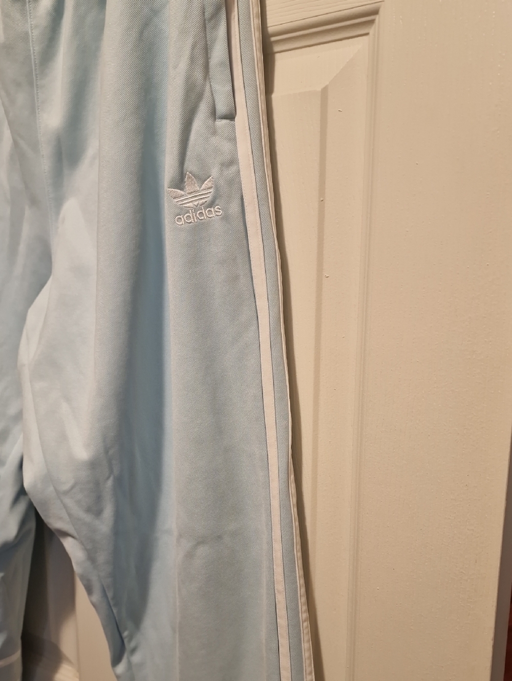 adidas Light Blue Kids Joggers with White Three Stripes - Picture 3 of 4